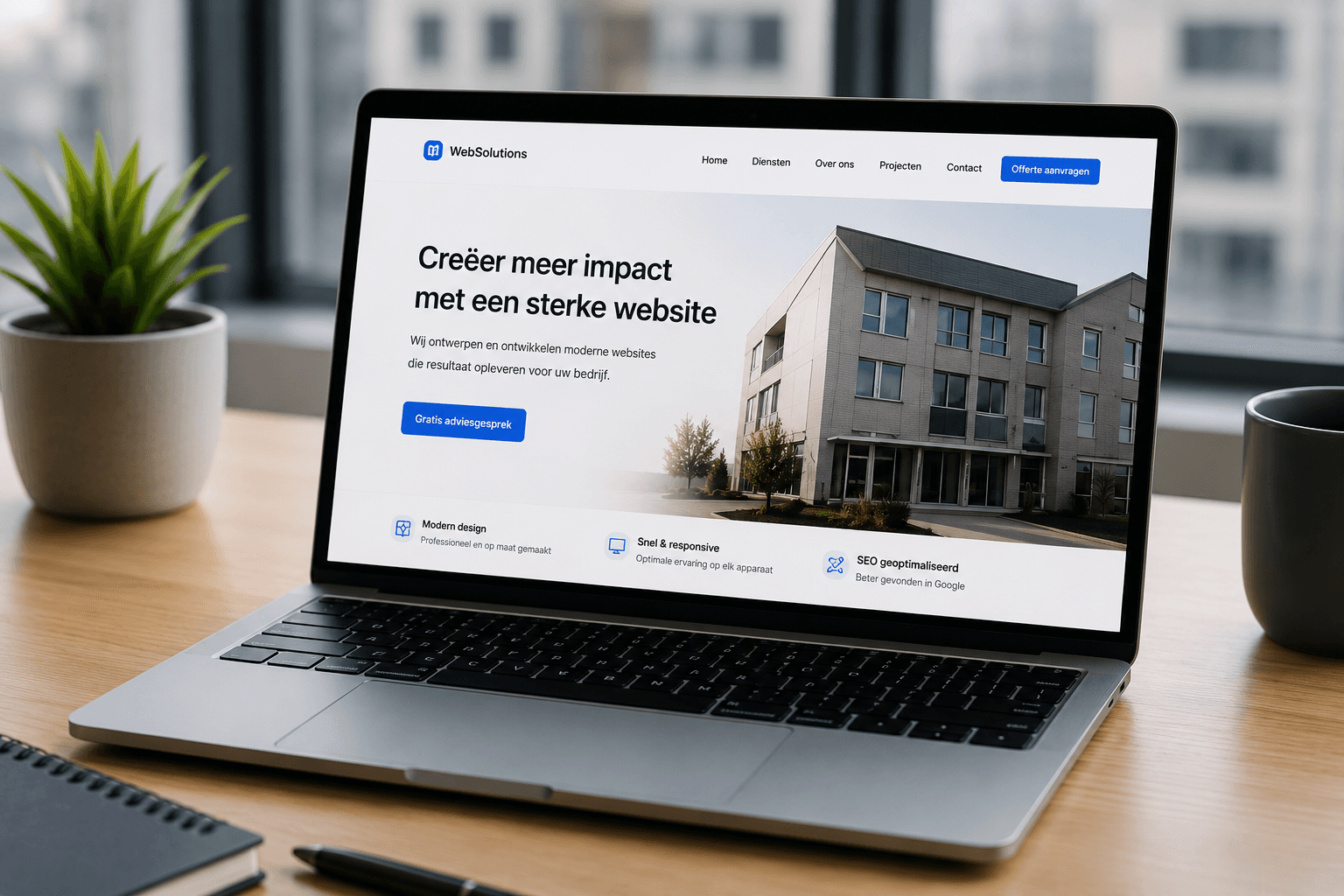 Voorbeeld van een moderne professionele bedrijfswebsite